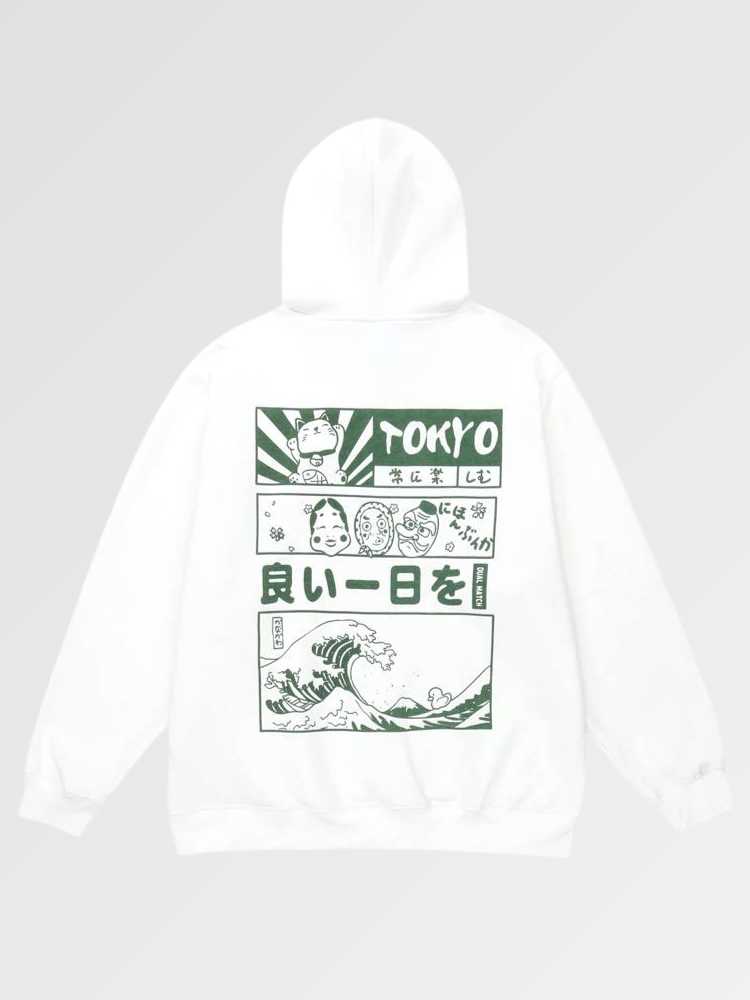 Japanischer Kapuzenpullover mit Schriftzeichen 'Gwangju' – Oversize, Hoodie im japanischen Design