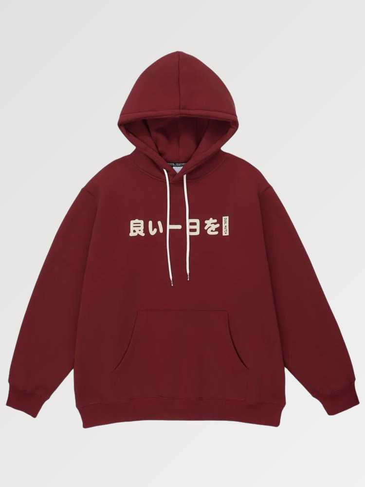 Japanischer Kapuzenpullover mit Schriftzeichen 'Gwangju' – Hoodie für Winter und Herbst, Premium-Qualität