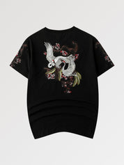 Japanisches T-Shirt mit Kranichmotiv 'Noshiro' – T-Shirt im Streetwear-Stil für Herren und Damen