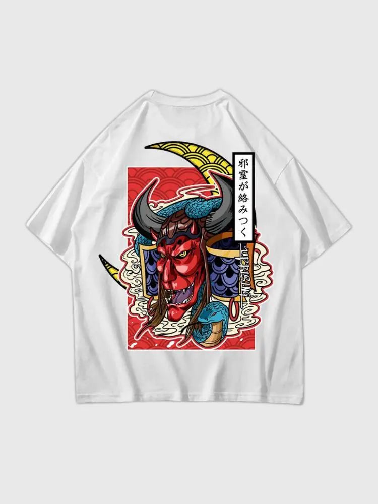 Japanisches T-Shirt mit Dämonenmotiv 'Oni Yokai' – Oversize, T-Shirt im japanischen Design