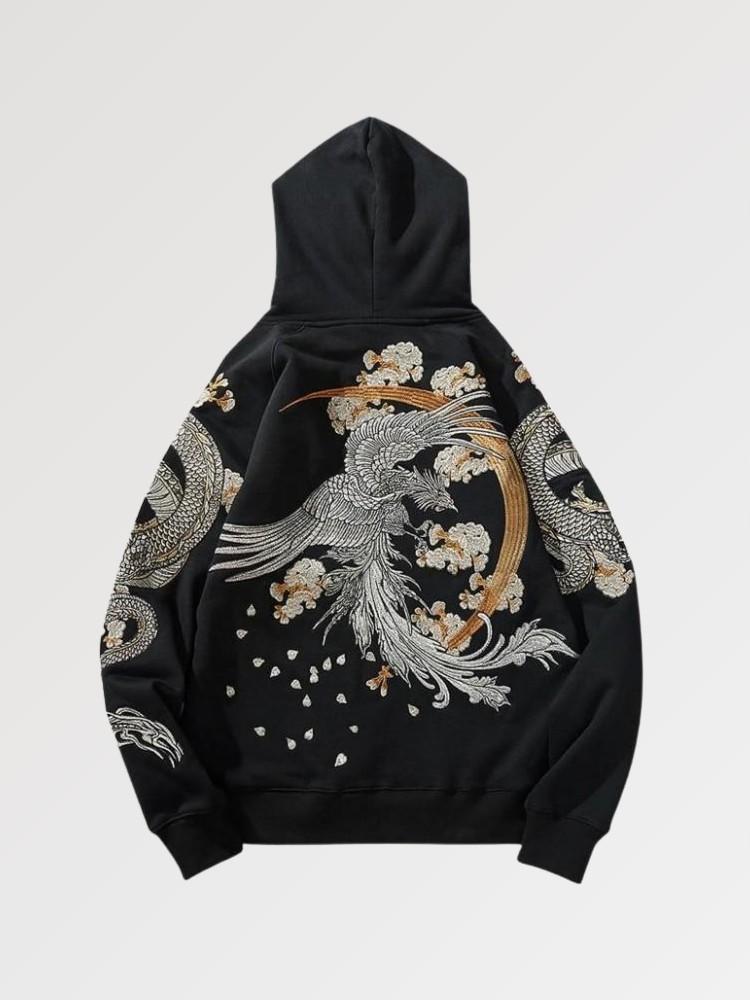 Japanischer bestickter Hoodie 'Seto' – Hoodie im Streetwear-Stil für Herren und Damen
