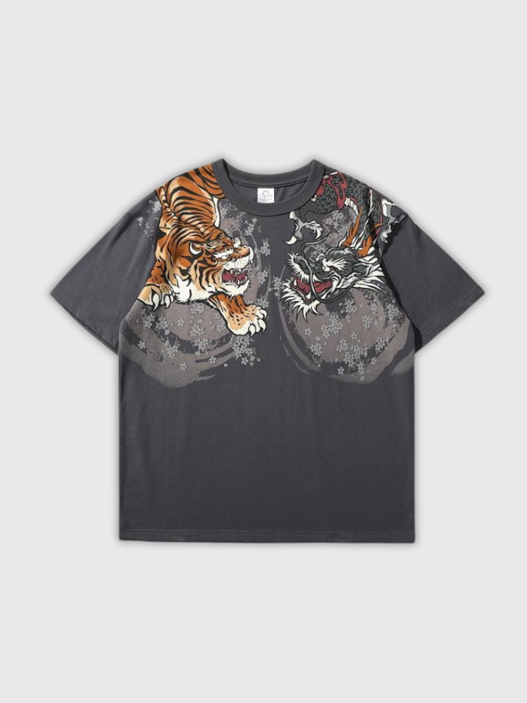 Japanisches besticktes T-Shirt 'Kadoma' – Oversize, T-Shirt im japanischen Design