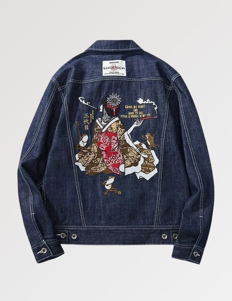 Japanische bestickte Jacke 'Yokosuka' – Truckerjacke im Streetwear-Stil für Herren und Damen