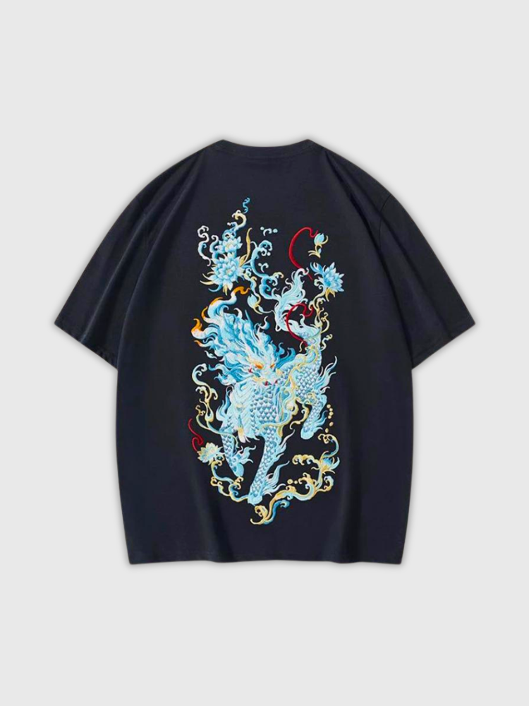 T-Shirt mit japanischer Stickerei 'Matsuba' – T-Shirt im Streetwear-Stil für Herren und Damen
