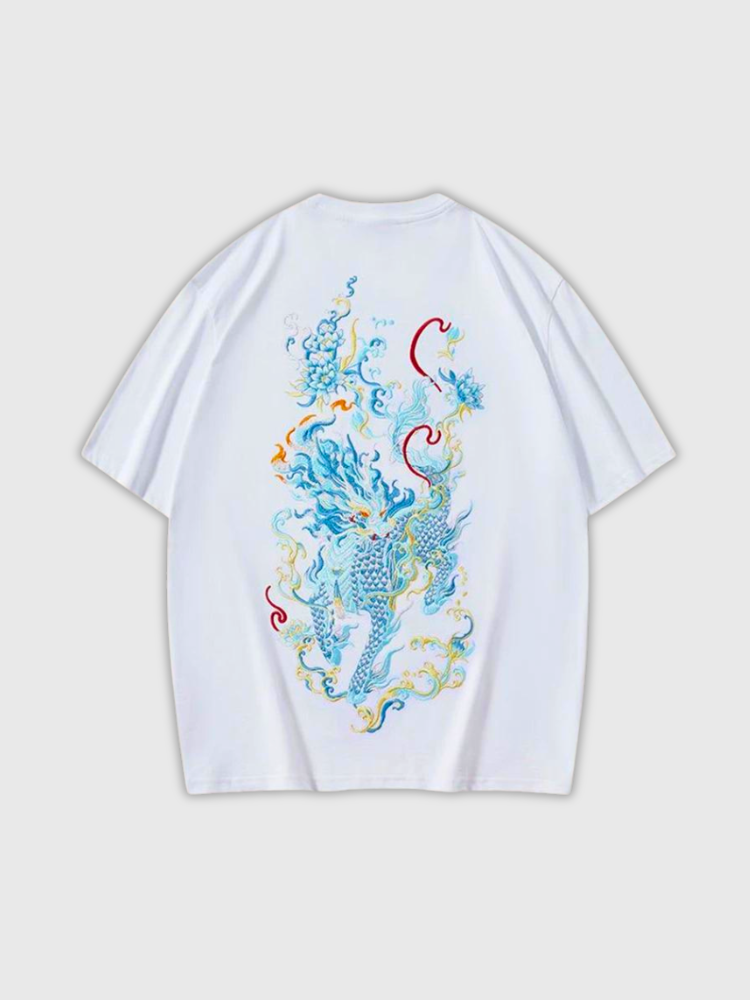 T-Shirt mit japanischer Stickerei 'Matsuba' – Oversize, T-Shirt im japanischen Design