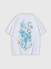 T-Shirt mit japanischer Stickerei 'Matsuba' – Oversize, T-Shirt im japanischen Design