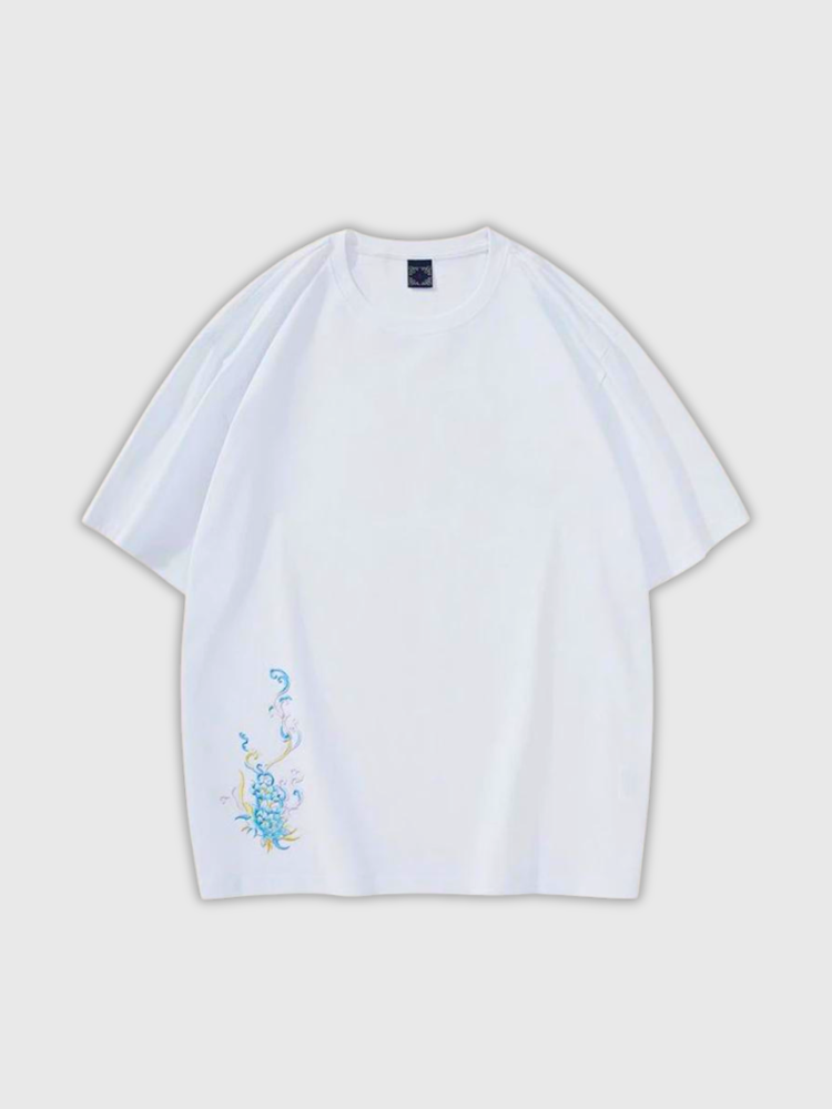 T-Shirt mit japanischer Stickerei 'Matsuba' – Detail: japanisches Motiv, T-Shirt japanischen Stil