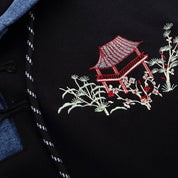Kapuzenpullover mit Blumenmotiv 'Sakura Patchwork' – Detail: Kapuzenpullover, Hoodie japanischen Stil