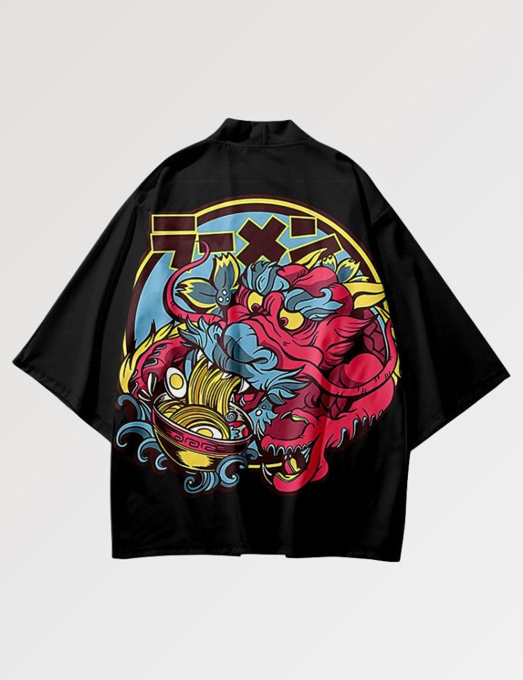 Japanischer Haori mit Drachen- & Ramen-Motiv – Kimono im traditionellen japanischen Stil für Herren und Damen