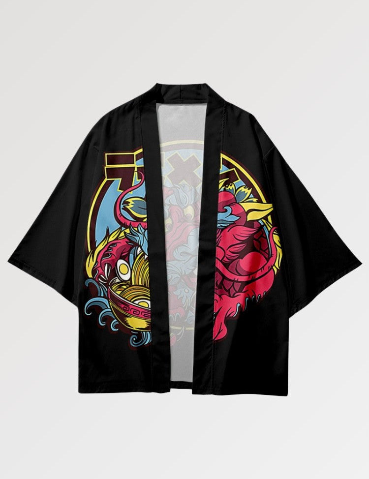 Japanischer Haori mit Drachen- & Ramen-Motiv – japanisches Gewand, Kimono im japanischen Design