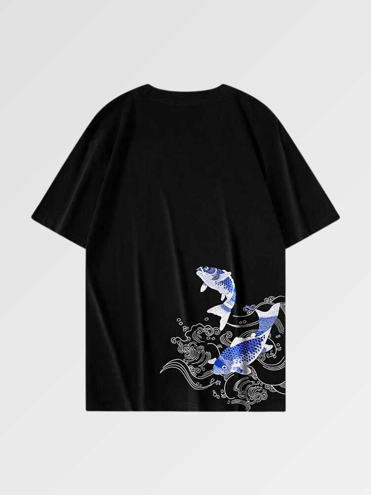 Japanisches Koi-Fisch-T-Shirt 'Sakana' – T-Shirt im Streetwear-Stil für Herren und Damen
