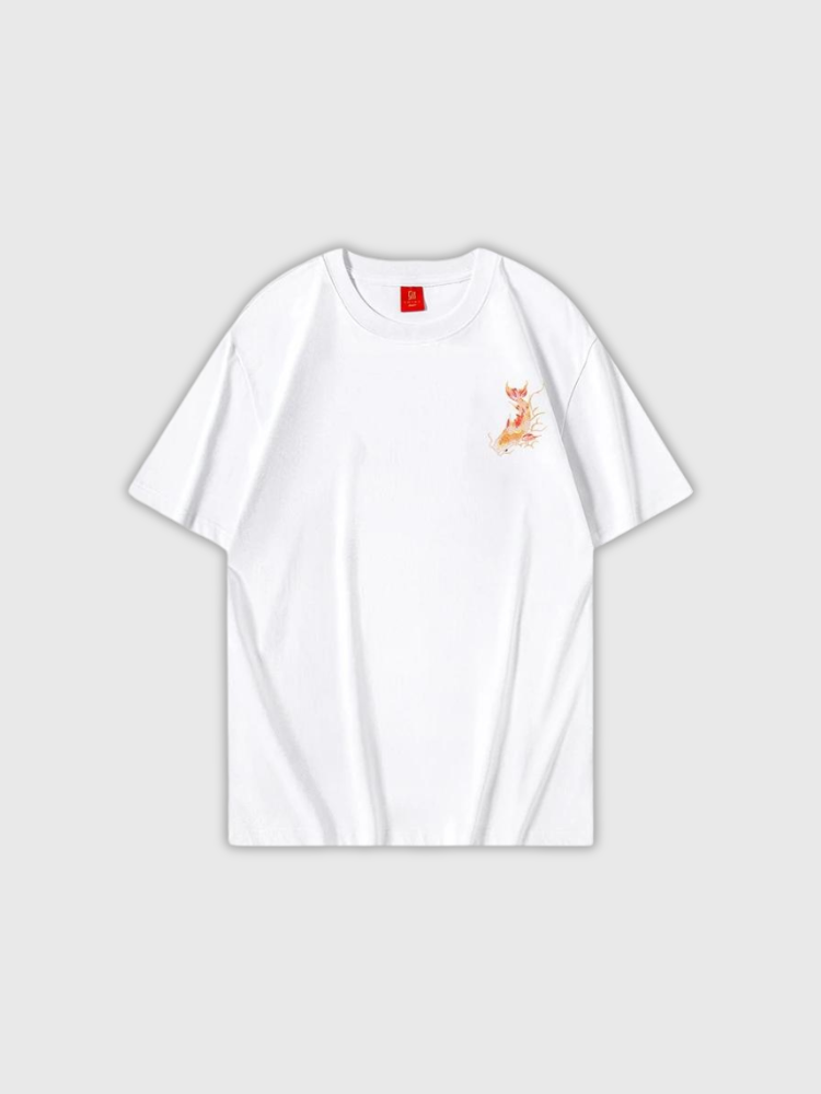 Japanisches T-Shirt mit Koi-Motiv 'Okariya' – Detail: japanisches Motiv, T-Shirt japanischen Stil