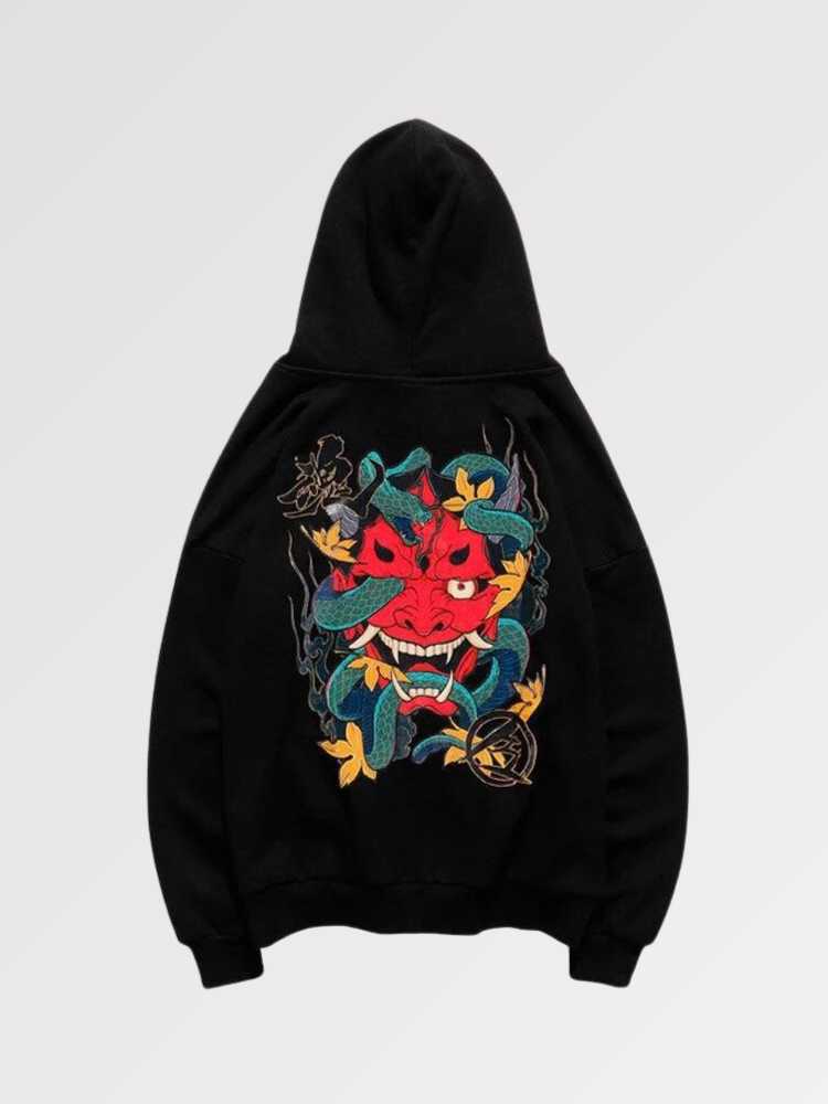 Japanischer Oni-Hoodie 'Yokai' – Hoodie im Streetwear-Stil für Herren und Damen