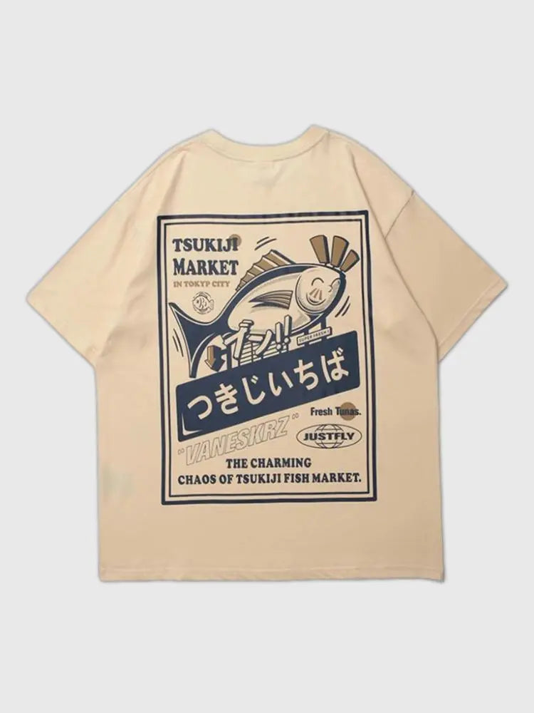 Japanisches T-Shirt mit Print 'Koyina Koi' – T-Shirt im Streetwear-Stil für Herren und Damen