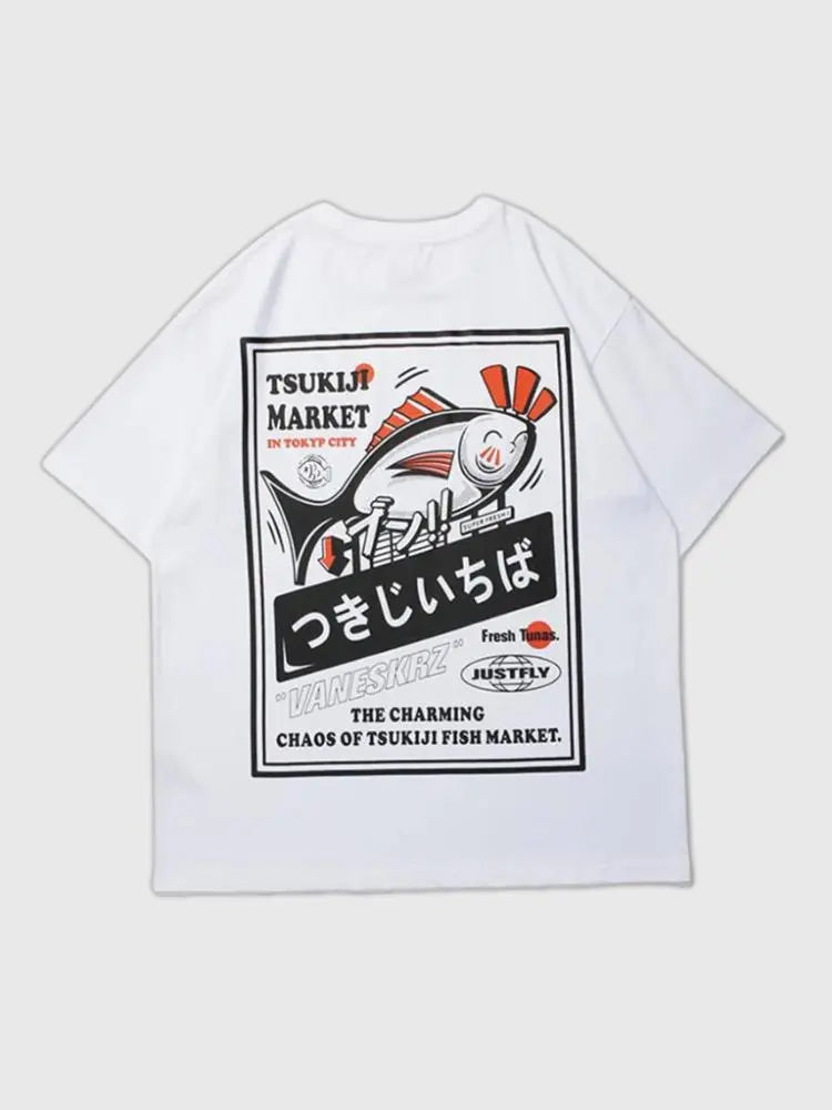 Japanisches T-Shirt mit Print 'Koyina Koi' – Oversize, T-Shirt im japanischen Design