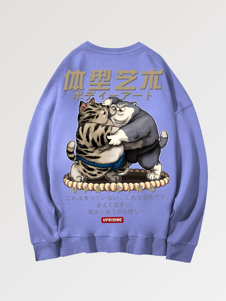Japanisches bedrucktes Sweatshirt 'Hamatesano' – Detail: Rundhals, Sweatshirt japanischen Stil