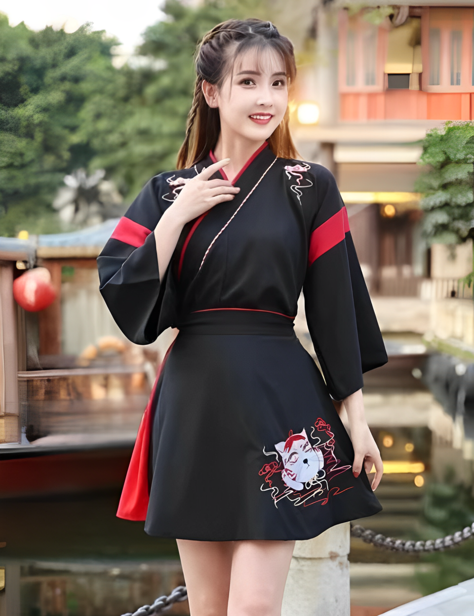 Japanisches Schulmädchenkleid 'Kaede' – japanisches Gewand, Kimono im japanischen Design