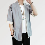 Japanische Jacke für Herren'Grey Hideki' – japanisches Gewand, Kimono im japanischen Design