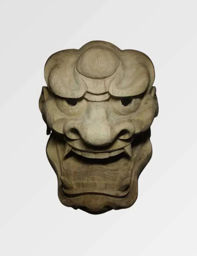Maske im japanischen Stil 'Hanshu' – Skulptur im japanischen Stil für Unisex