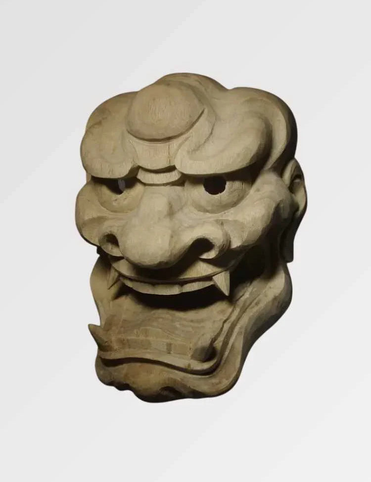 Maske im japanischen Stil 'Hanshu' – Kunstobjekt, Skulptur im japanischen Design