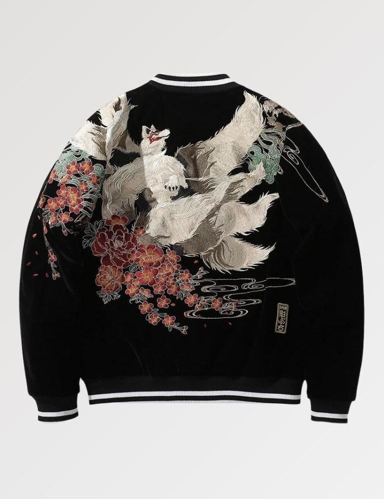 Japanische Sukajan-Jacke 'Kitsuneki' – Trainingsjacke im sportlichen Stil für Herren und Damen
