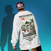 Japanischer Pullover 'Okigano' – Detail: Rundhals, Sweatshirt japanischen Stil