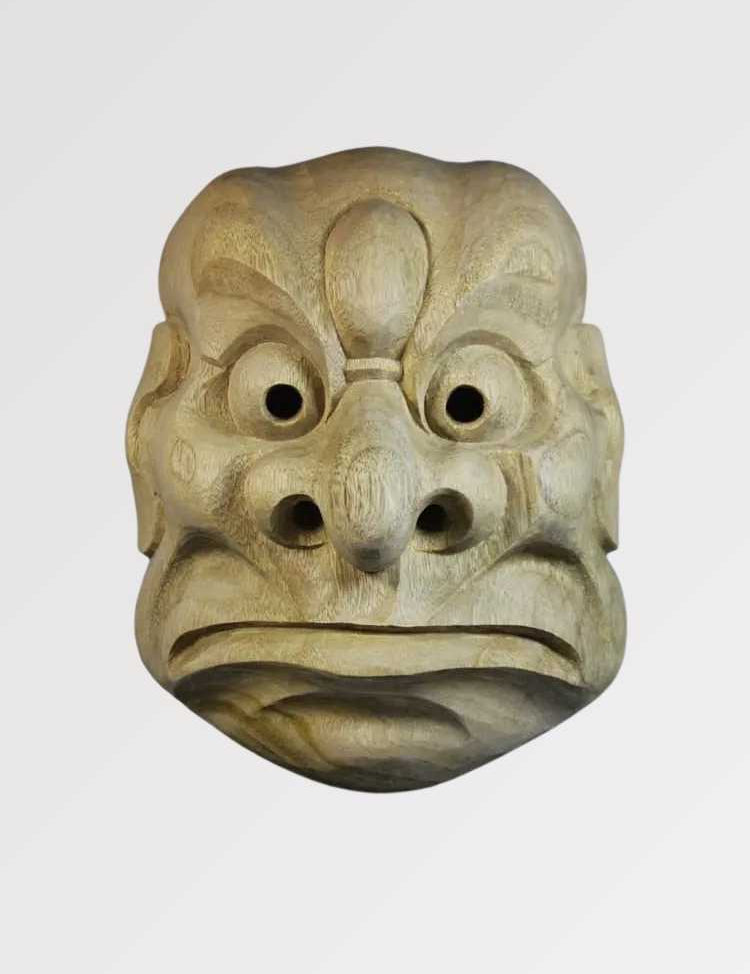Japanische Theatermaske 'Okinawa' – Skulptur im japanischen Stil für Unisex