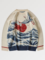 Japanischer Wellen-Pullover 'Kanagawa' – Pullover im japanischen Stil für Herren und Damen