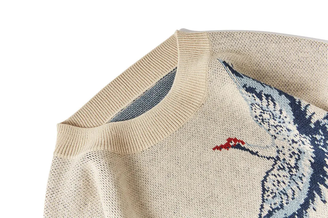 Japanischer Wellen-Pullover 'Kanagawa' – Pullover für den Winter, Premium-Qualität
