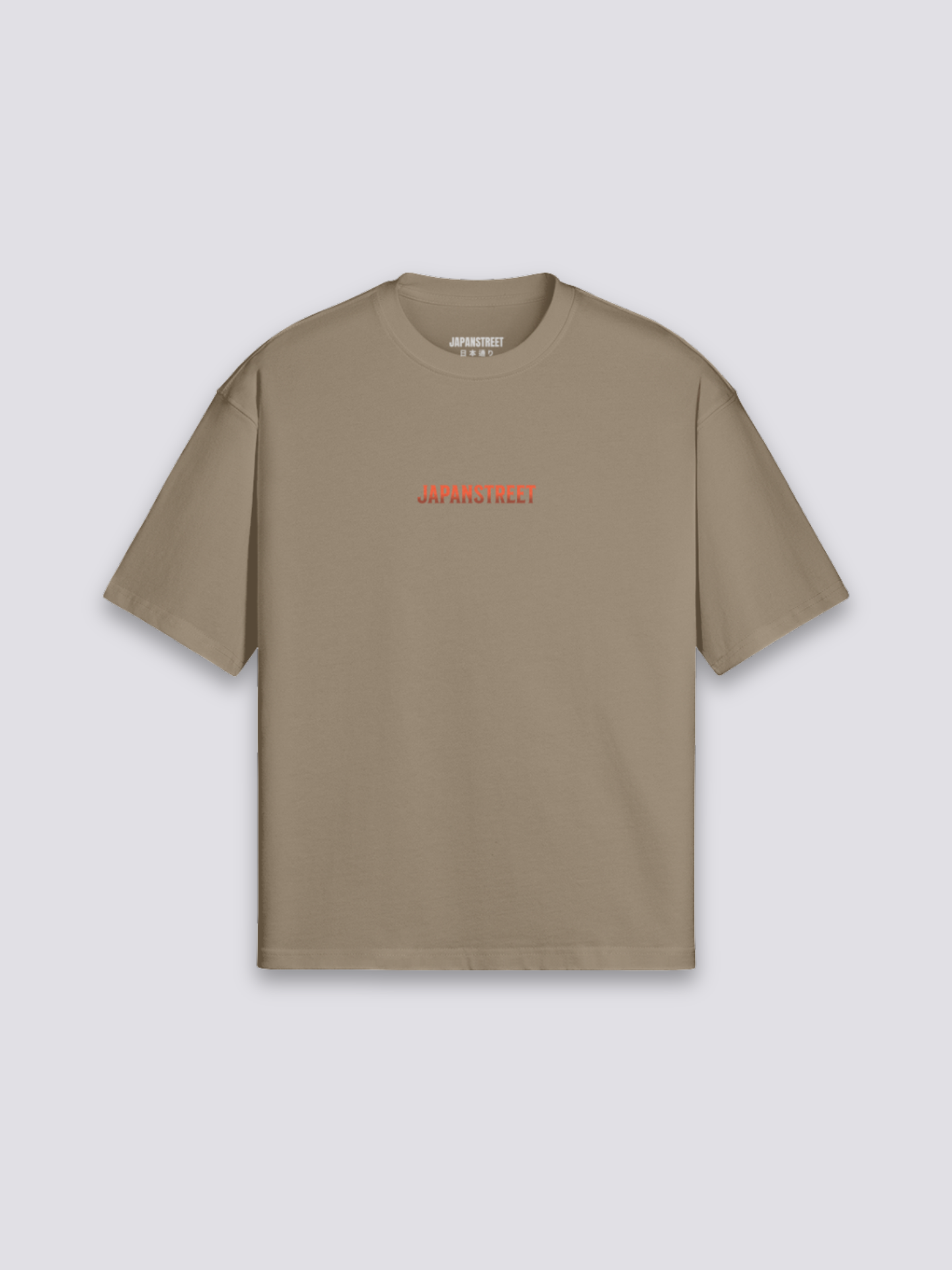 japanisch inspiriertes T-Shirt mit Cyborg-Geisha, transhumanistischer Cyberpunk-Druck, oversize, Vorderansicht Farbvariante