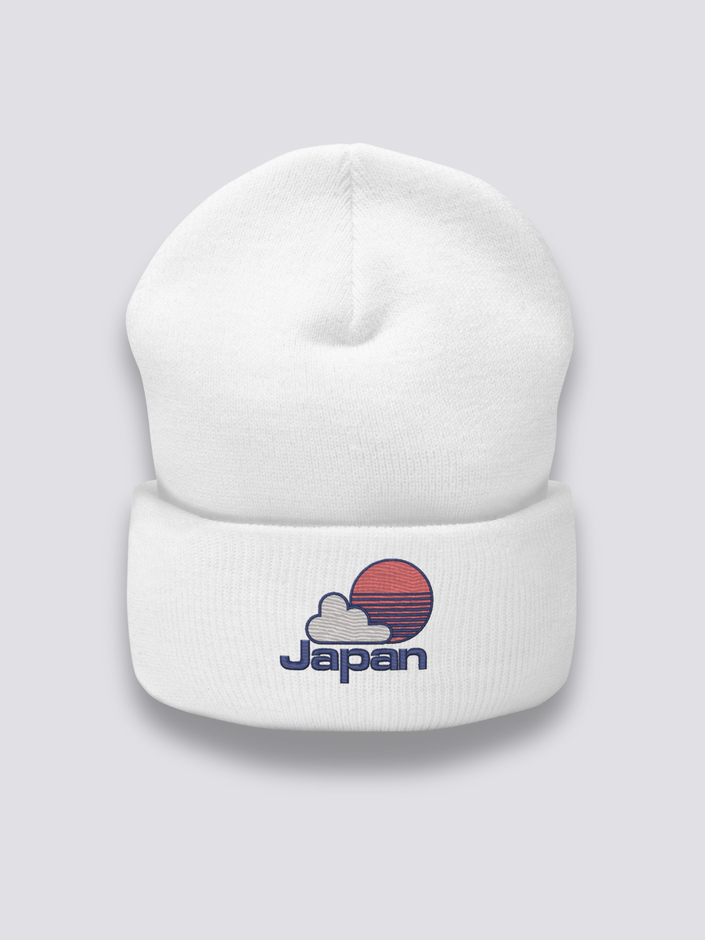Japanische Baseball-Beanie – Beanie, gesticktes Sonnen- und Japan-Motiv im Yakyū-Stil, Vorderansicht