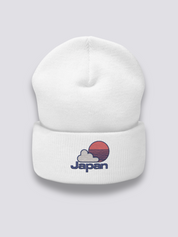 Japanische Baseball-Beanie – Beanie, gesticktes Sonnen- und Japan-Motiv im Yakyū-Stil, Vorderansicht