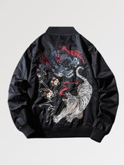Sukajan mit Tiger in japanischer Stickereitradition, Detailansicht der Stickerei