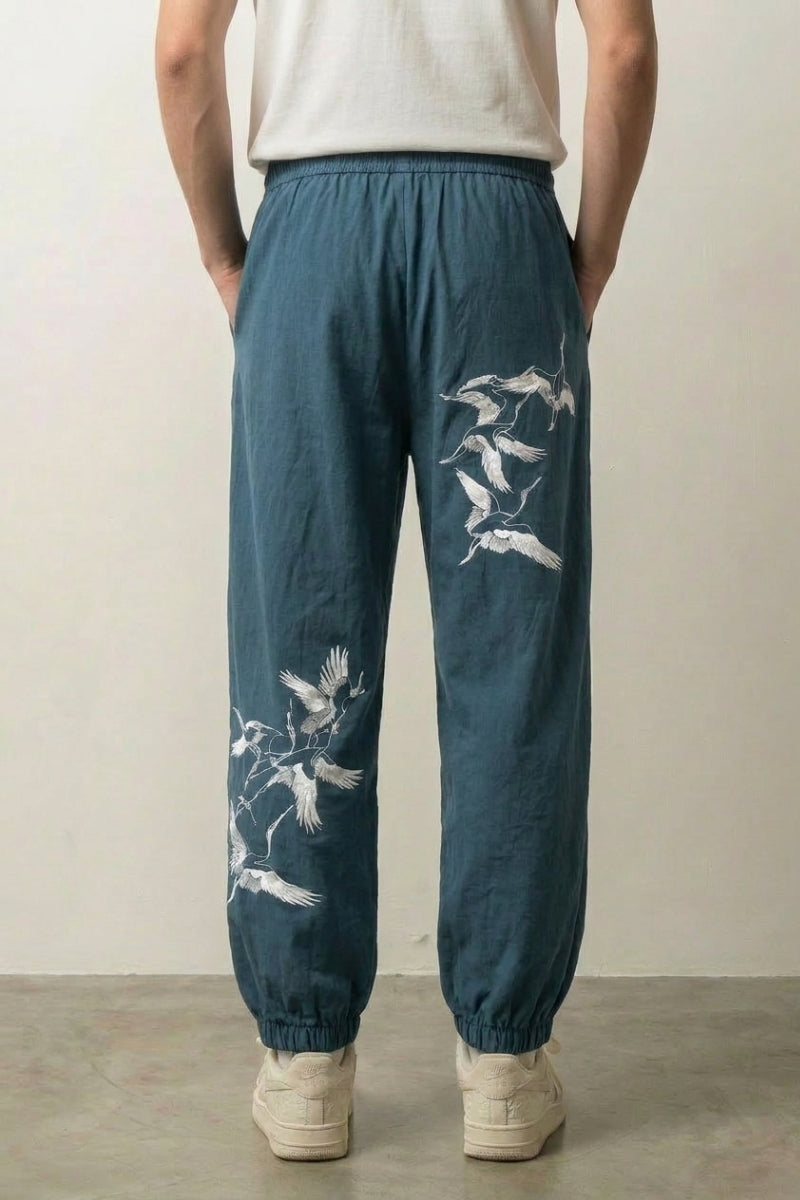 Japanische Casual-Hose 'Aoi' – japanische Hose Herren traditioneller Stil, Vorderansicht