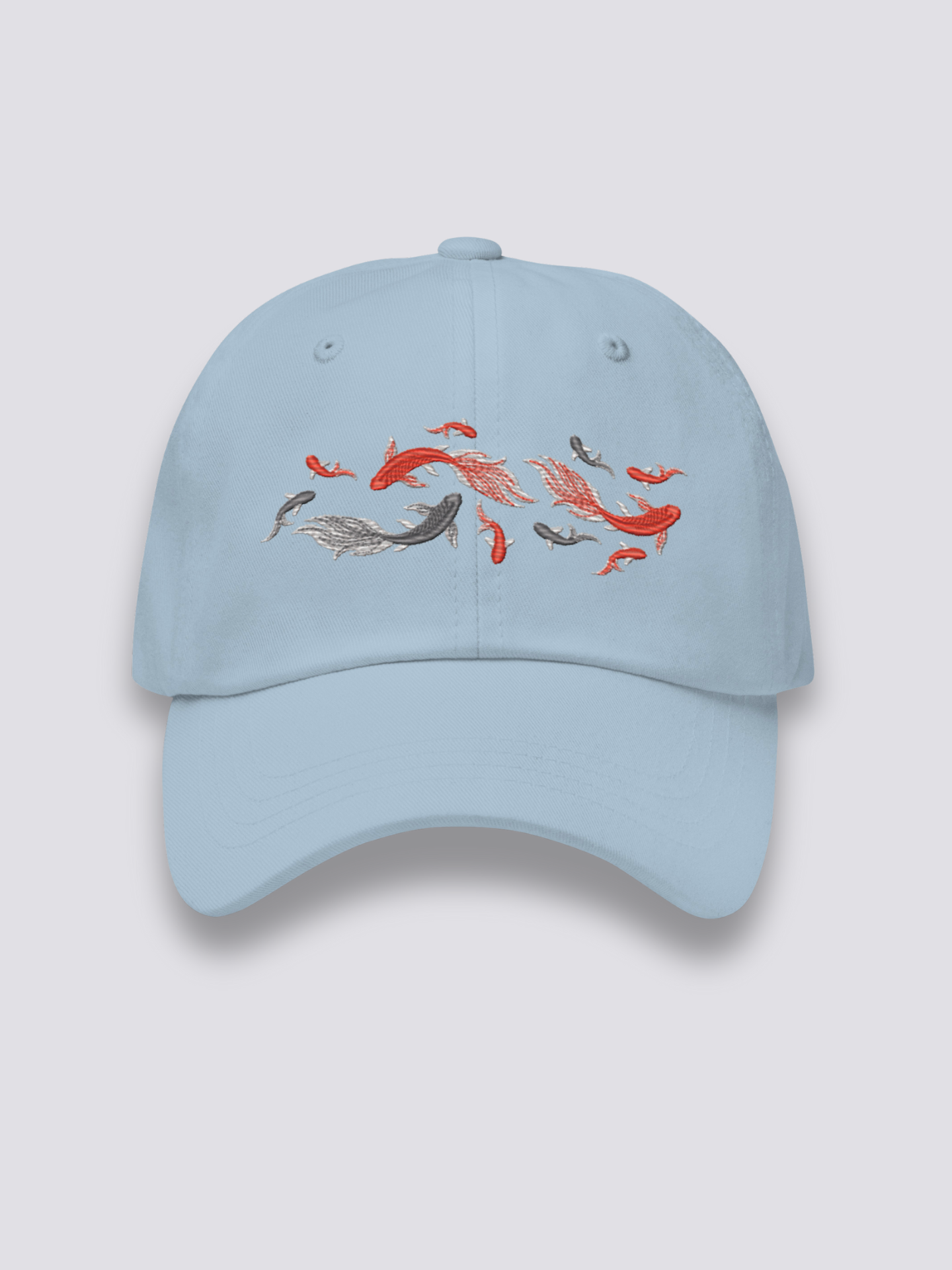 Japanische Fisch-Cap – japanische Cap, gestickter Koi-Karpfen-Schwarm, Rückansicht