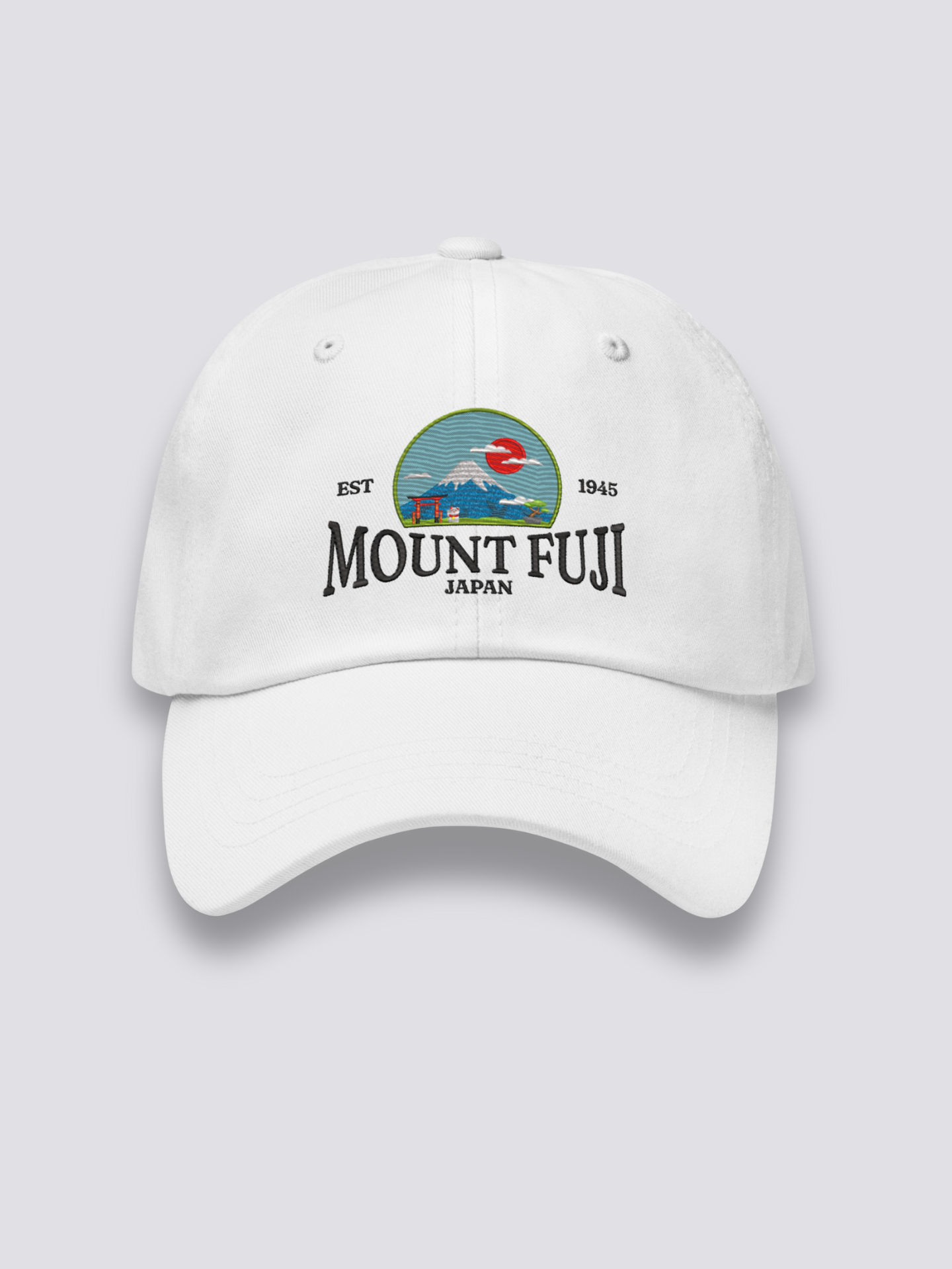 Japanische Fuji-Cap – japanische Cap, gesticktes Fuji-Nationalpark-Wappen, Seitenansicht