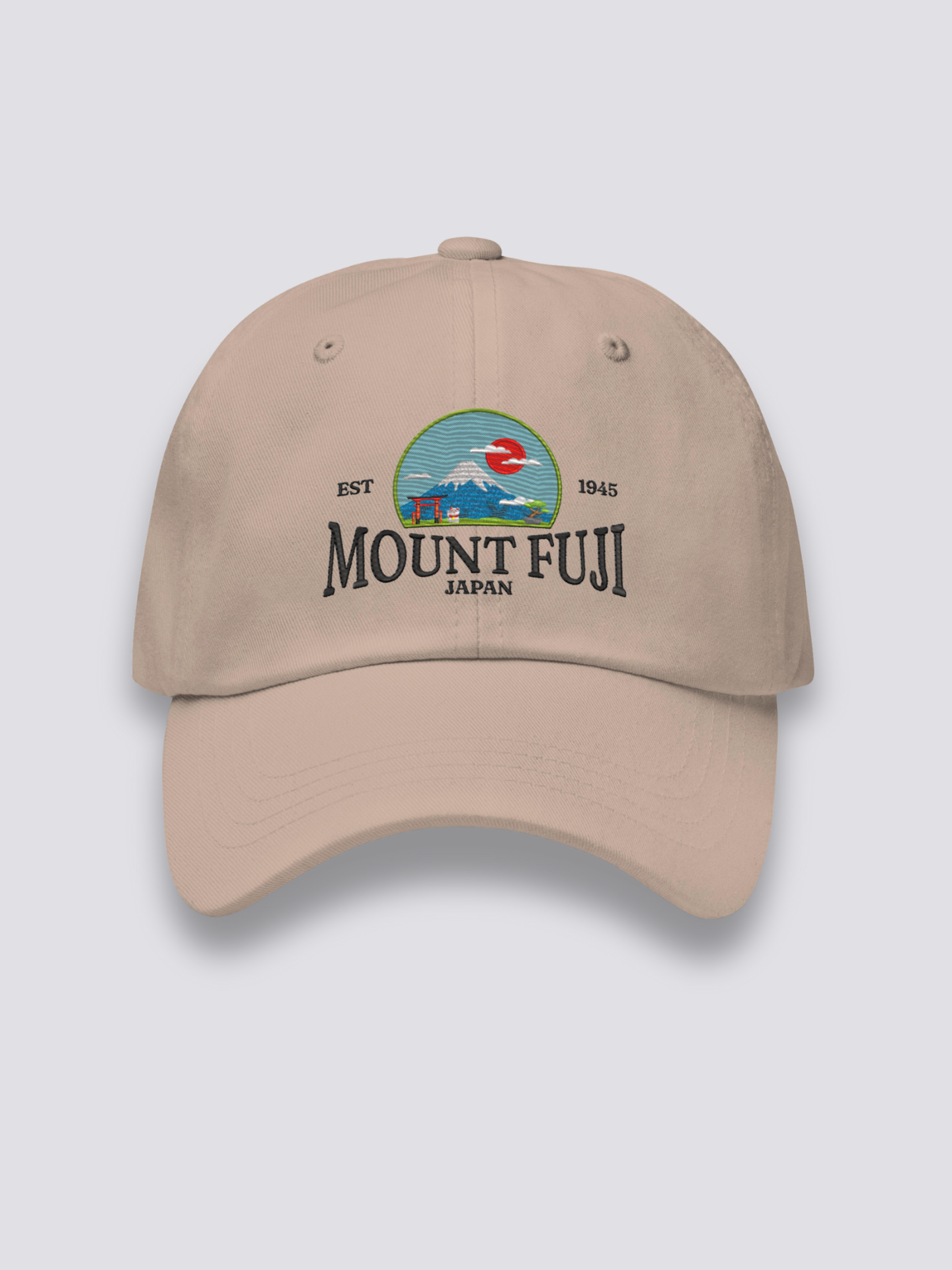 Japanische Fuji-Cap – japanische Cap, gesticktes Fuji-Nationalpark-Wappen, Vorderansicht