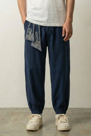 Japanische Sarouel-Hose 'Raijin', Seitenansicht Detail – japanische Hose Herren traditioneller Stil