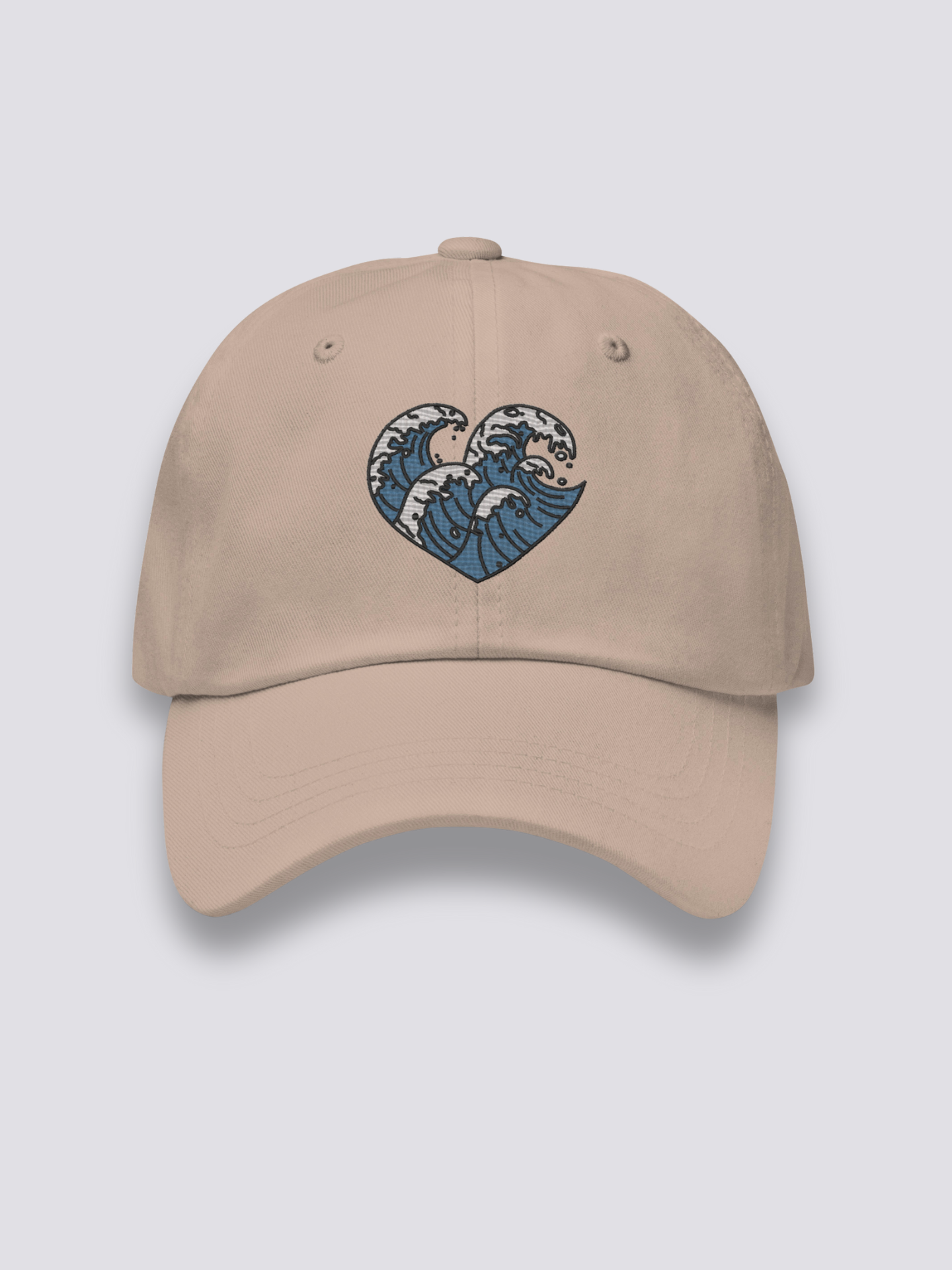 Japanische Wellen-Cap – japanische Cap, gestickte Nami-Wellen in Herzform, Seitenansicht