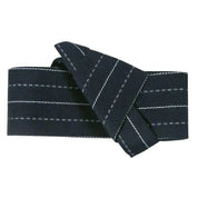 Japanischer Herren-Obi Nagano – japanischer Obi-Gürtel, marineblauer Herren-Kakuobi mit weißen Streifen, Detailaufnahme