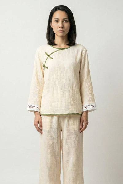 Japanischer Pyjama Creme 'Yutori'