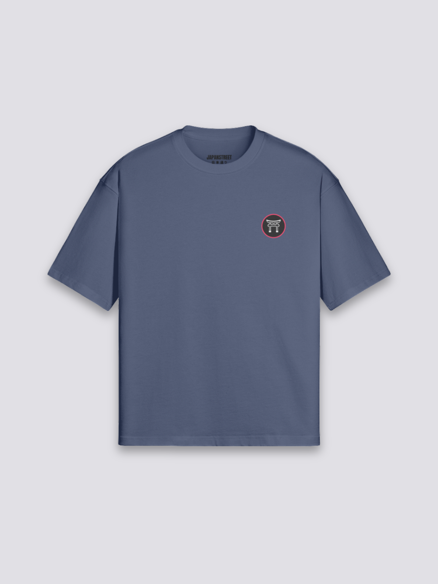 japanisches Anime-T-Shirt mit Psycho-Figur und Yokai-Stimmung, dunkler Manga-Druck, oversize, Vorderansicht Farbvariante