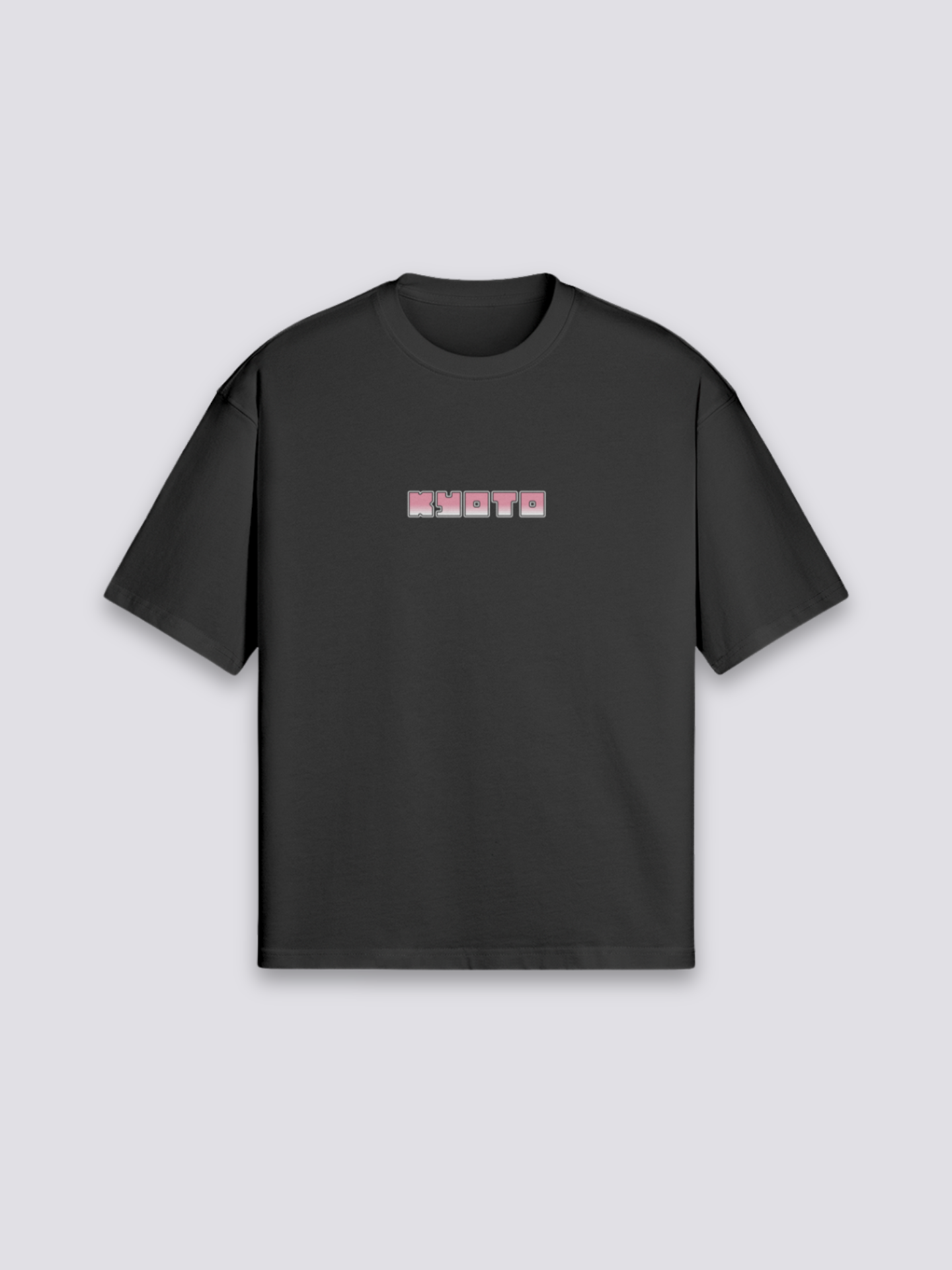 japanisches T-Shirt mit Kyoto-Straße und Kirschbäumen, nostalgischer Druck, oversize Baumwolle, Vorderansicht Farbvariante