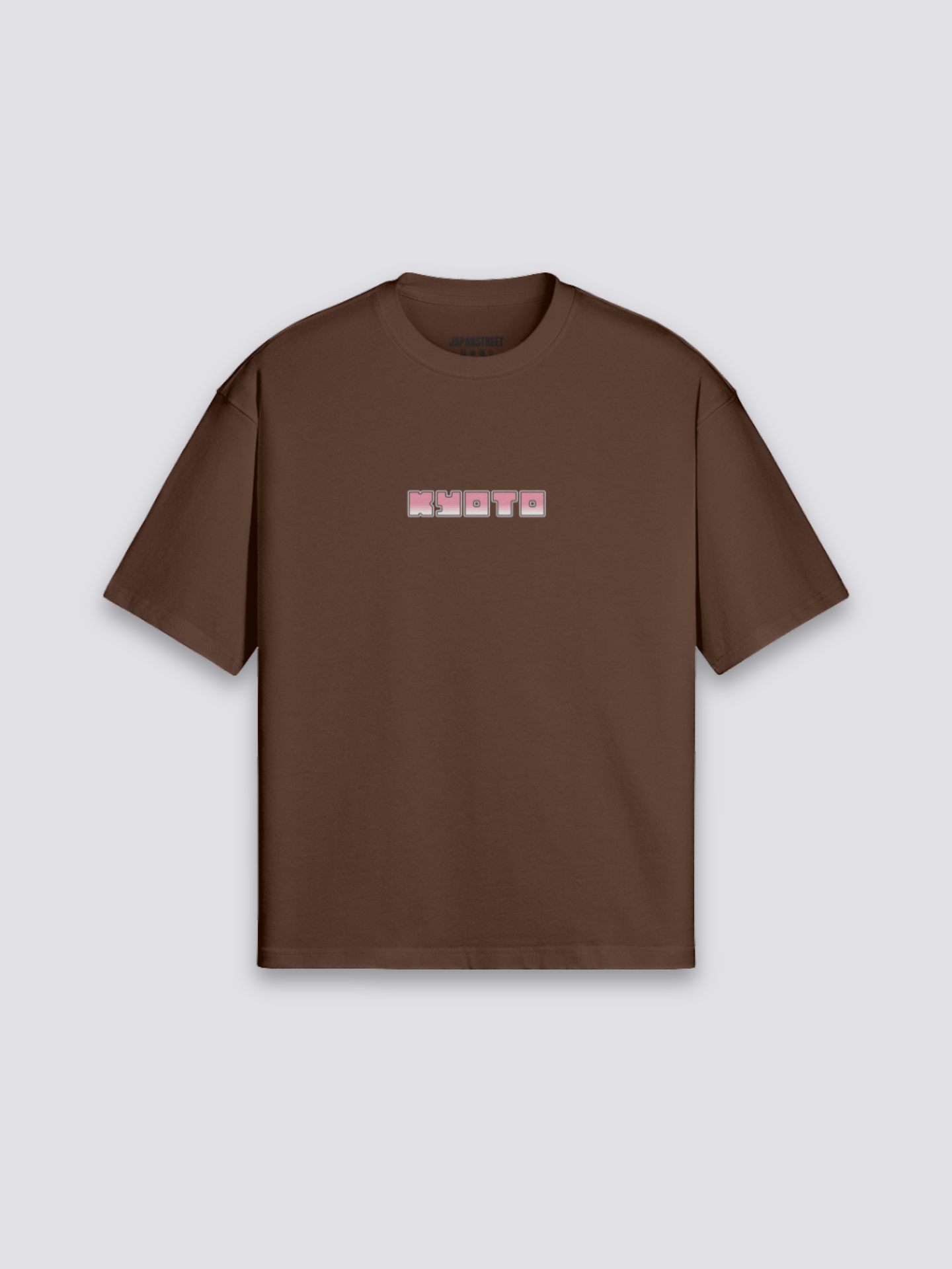 japanisches T-Shirt mit Kyoto-Straße und Kirschbäumen, nostalgischer Druck, oversize Baumwolle, Rückenansicht Farbvariante