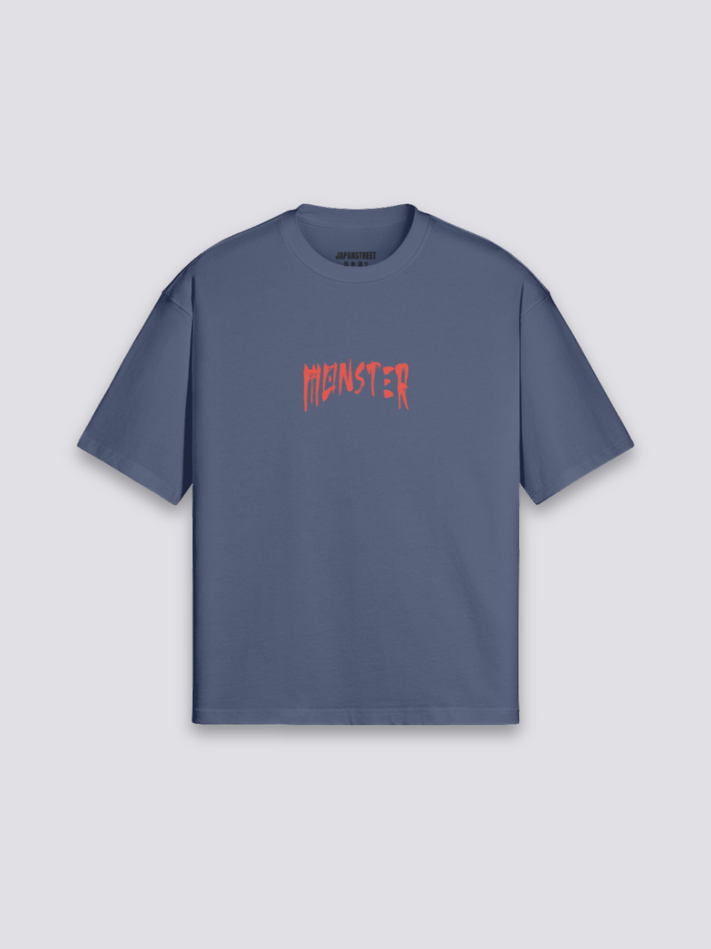 japanisches Food-Truck-T-Shirt mit Yatai-Monster und roter Sonne, Street-Food-Druck, oversize, Rückenansicht Farbvariante