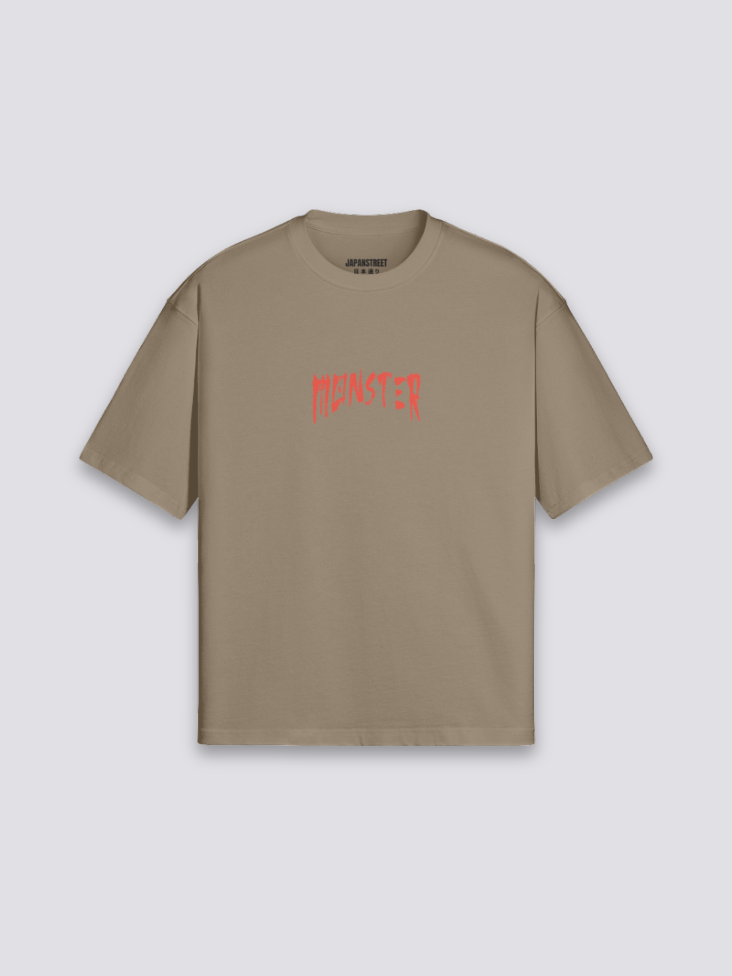 japanisches Food-Truck-T-Shirt mit Yatai-Monster und roter Sonne, Street-Food-Druck, oversize, Produktansicht