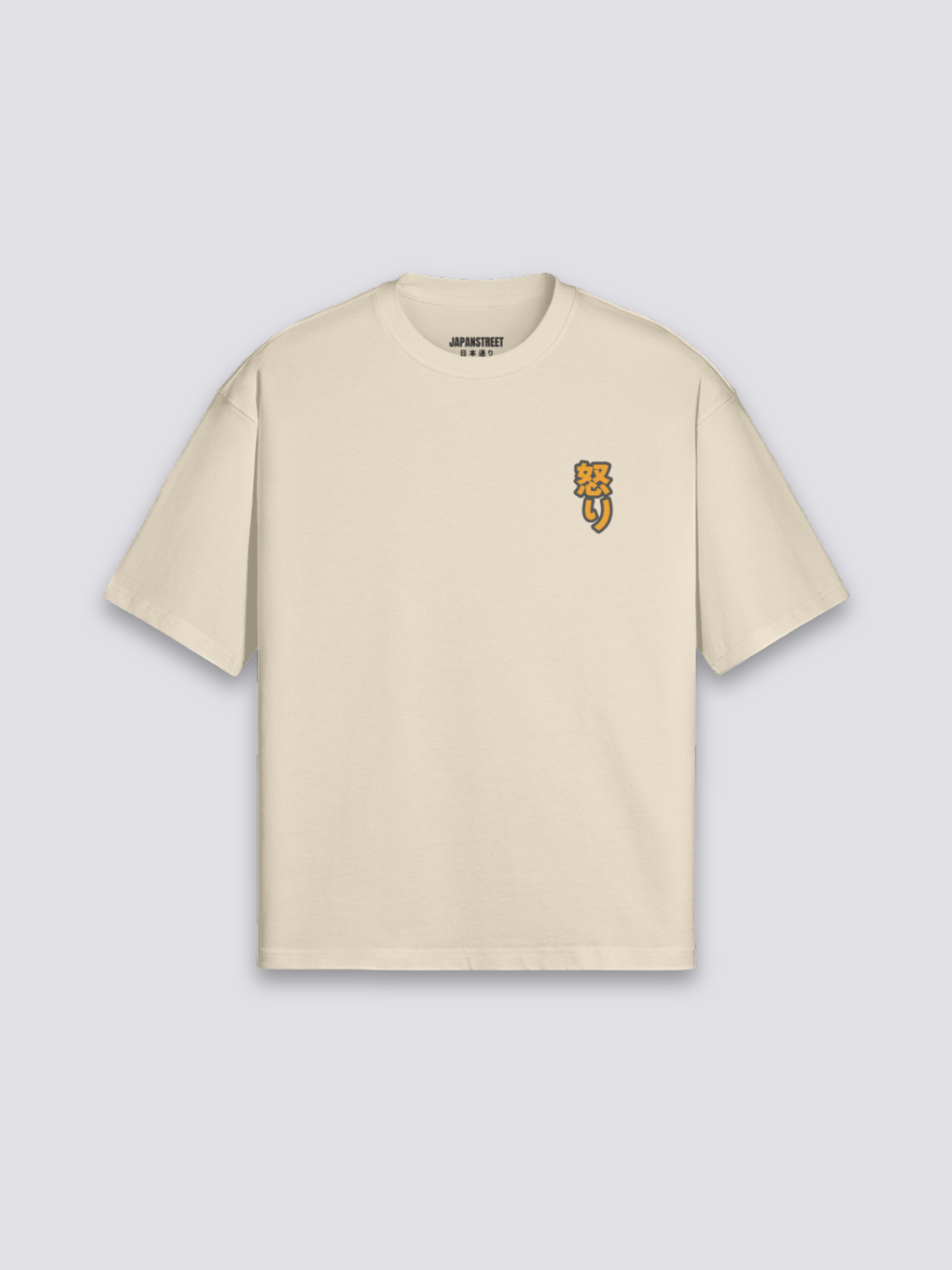 japanisches Herren-T-Shirt mit wütendem Drachen über der Stadt, Action-Druck, oversize Baumwolle, Produktansicht