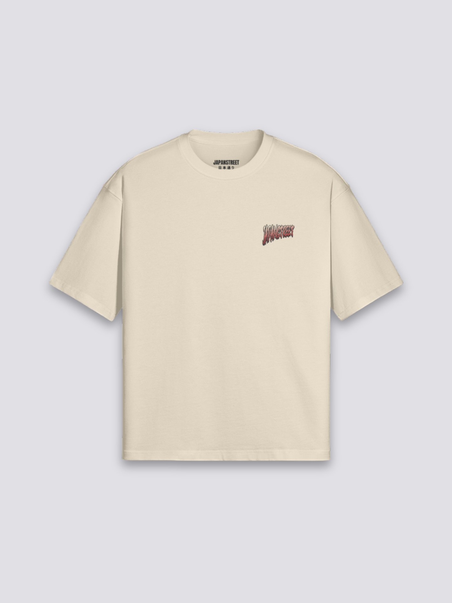 japanisches Kunst-T-Shirt mit Yokai-Collage, Folklore-Bestiarium-Druck, oversize Baumwolle, Vorderansicht Farbvariante