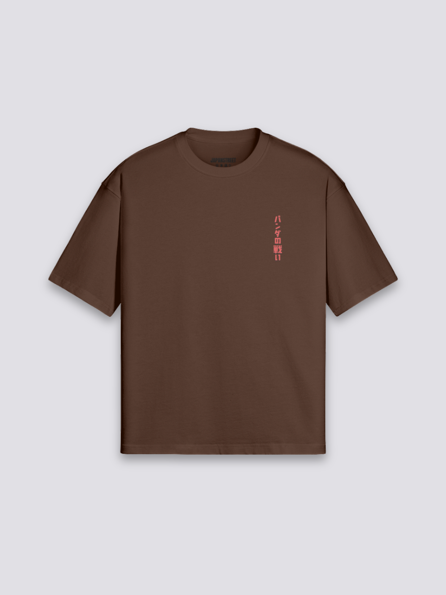 japanisches Ramen T-Shirt mit Ninja-Panda vor dampfender Schale, Street-Food-Druck, oversize, Rückenansicht Farbvariante