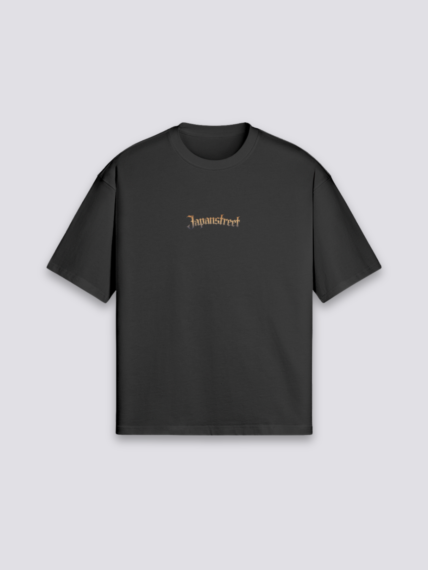 japanisches Oversize-T-Shirt mit Oni Koi und Welle, Harajuku-Streetwear-Druck, fallende Schultern, Gesamtansicht getragen